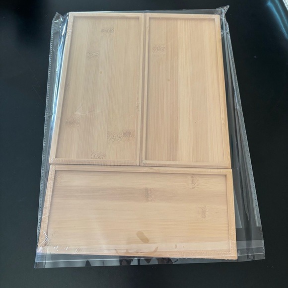 NEW SEALED 2 SET TEICUI Pure Natural Bamboo Drawer Kitchen Organizer - Picture 5 of 11